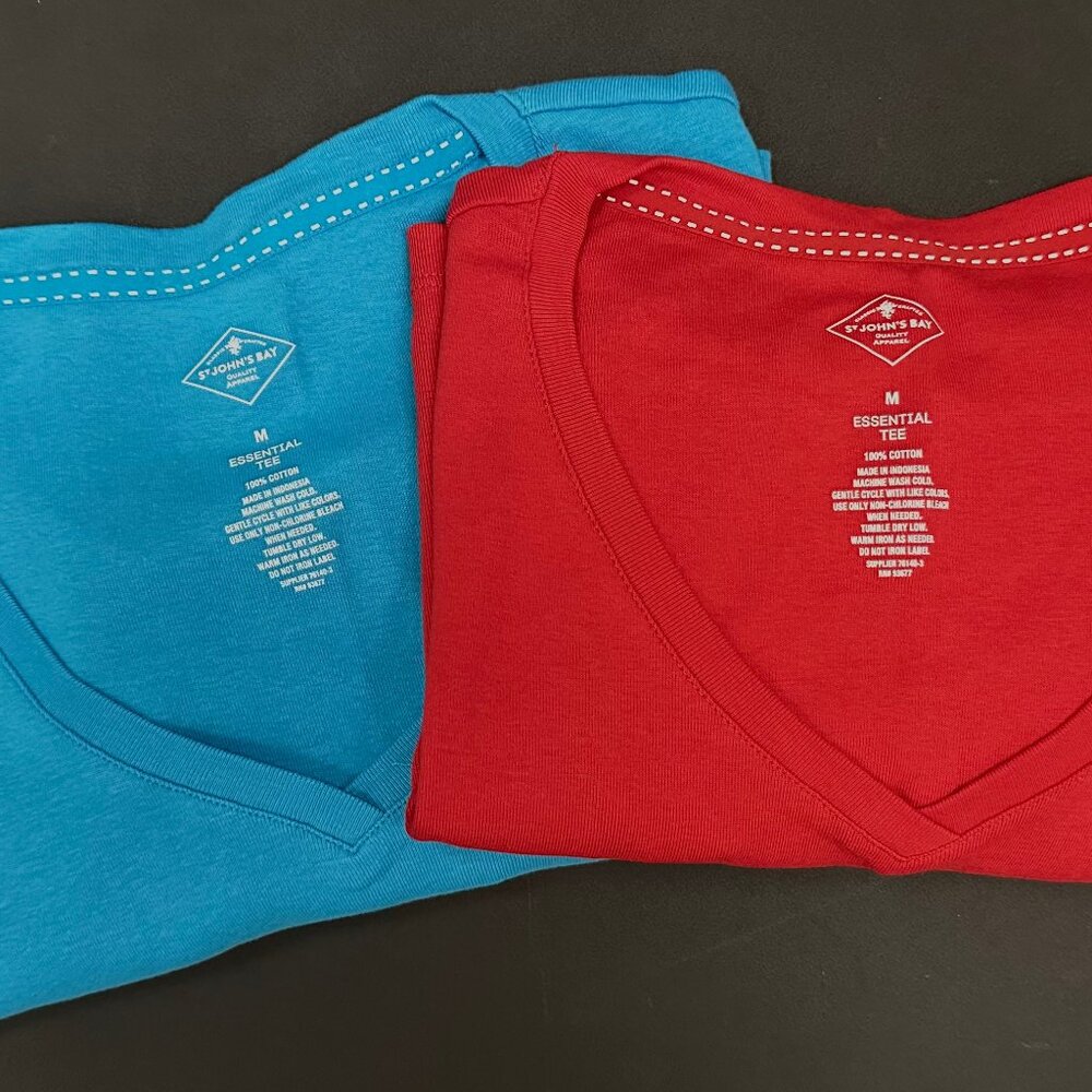 Two St. Johns Bay V-neck short sleeve shirts new with tags!!